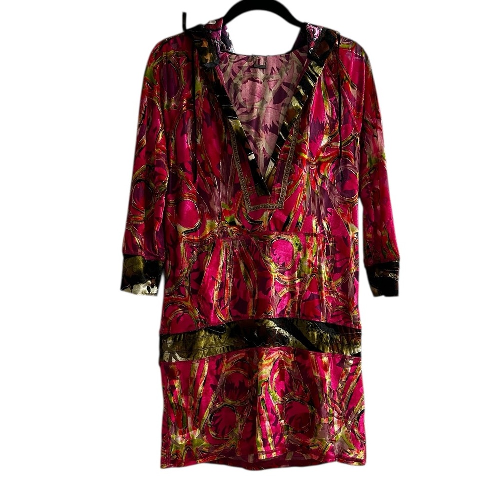 Vintage Custo Barcelona Velvet Burnout Tunic Top Y2K Boho Psychedelic Streetwear - Picture 2 of 15